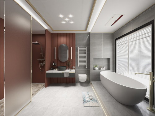 T9中国红-北欧浴室效果图