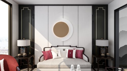 竹木纤维-新中式沙发背景墙