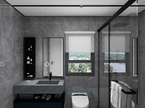 现代-浴室顶墙一体