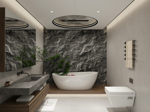 现代-浴室顶墙一体