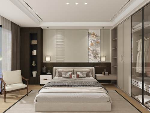 现代中式-卧室背景墙